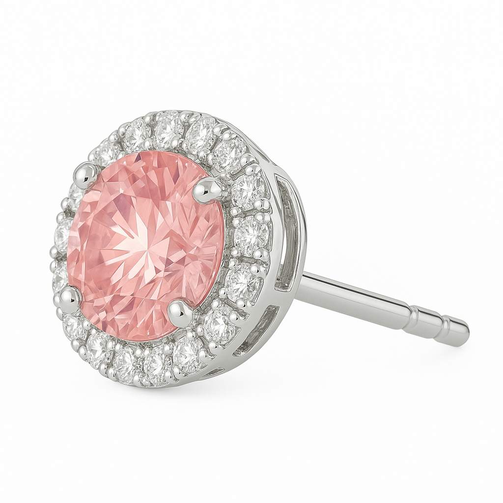 Pink Lab-Grown Diamond Halo Stud Earrings
