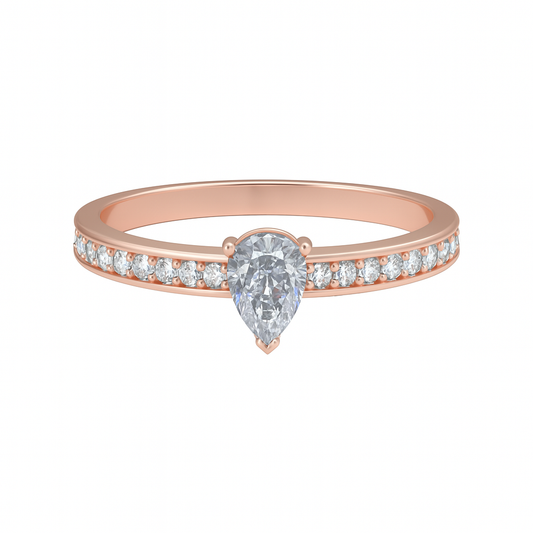 Pear-Shaped Lab-Grown Diamond Ring with Pave Band