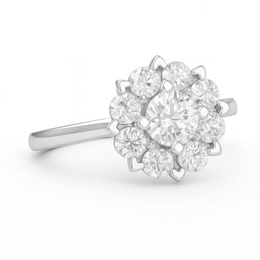 Round Lab-Grown Diamond Floral Cluster Ring