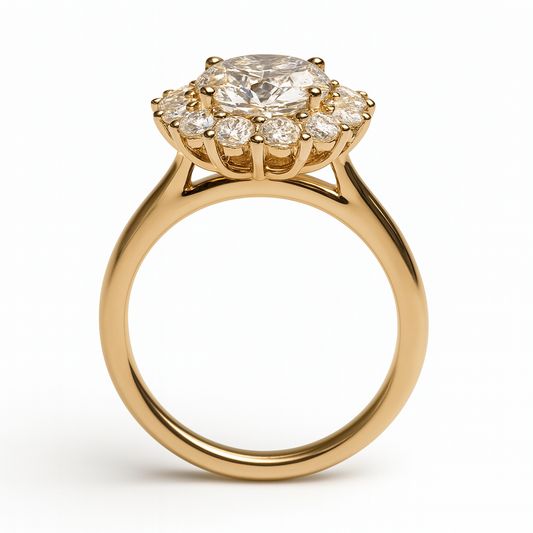 Oval-Cut Lab-Grown Diamond Cluster Halo Ring