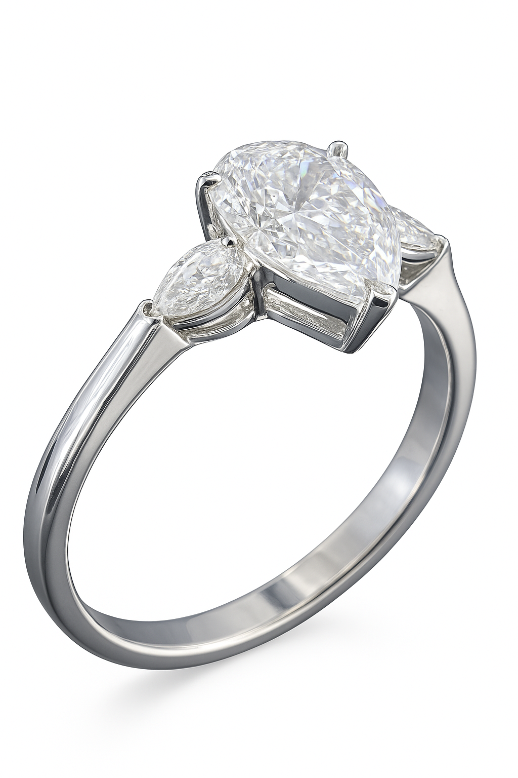 Pear-Shaped Lab-Grown Diamond Three-Stone Ring