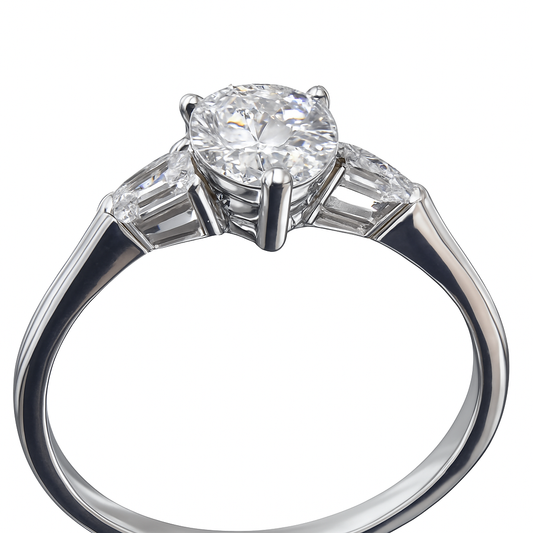 Pear-Shaped Lab-Grown Diamond Three-Stone Ring