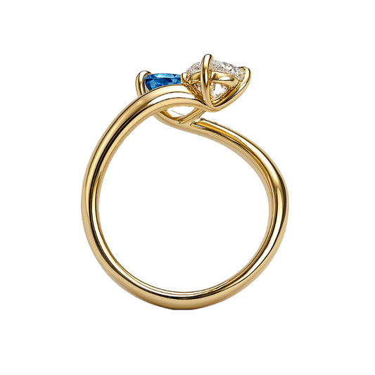 Toi et Moi Lab-Grown Diamond Ring with Blue and White Stones
