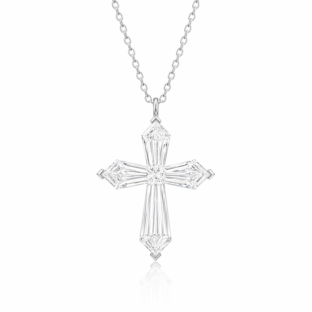 Step-Cut Diamond Cross Pendant