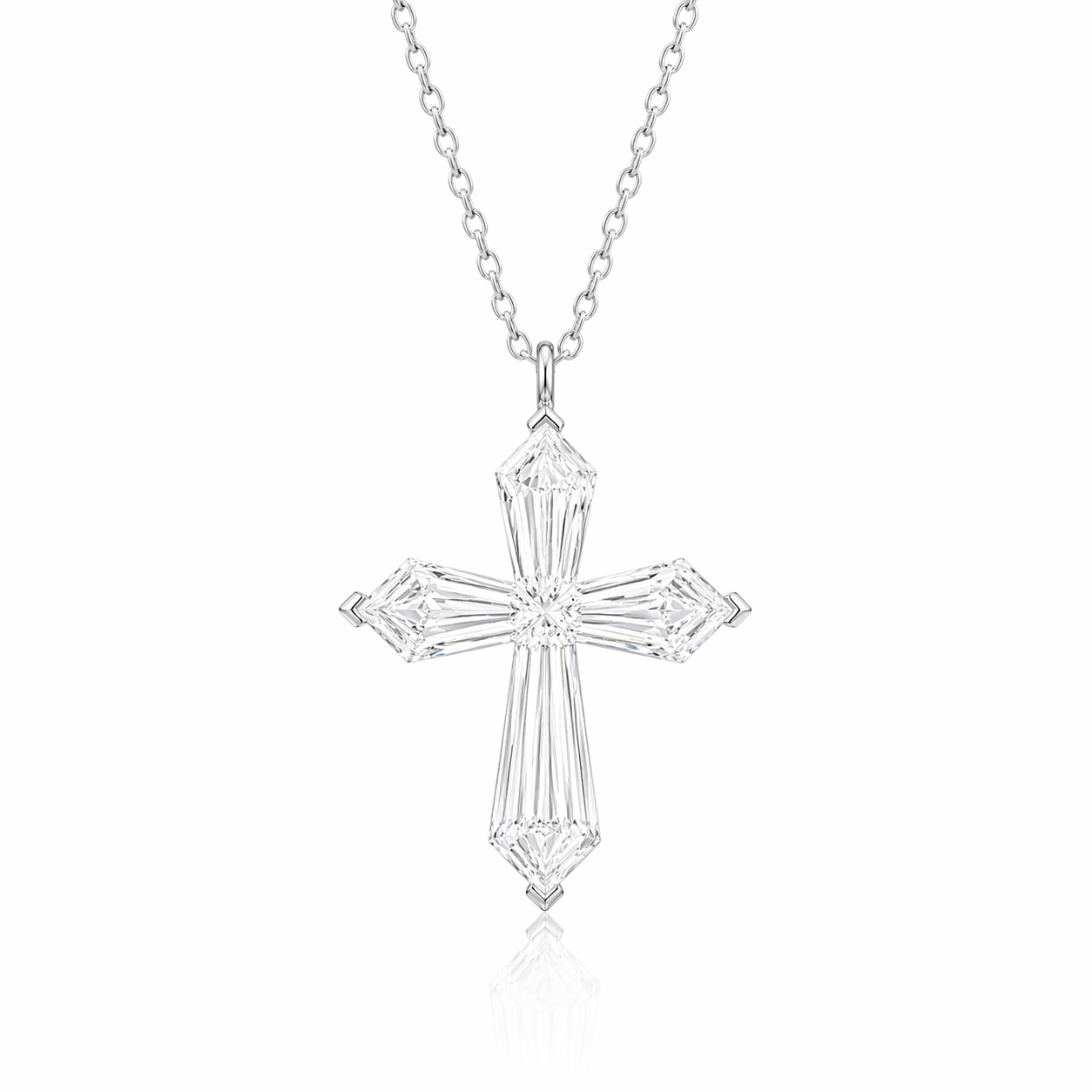 Step-Cut Diamond Cross Pendant