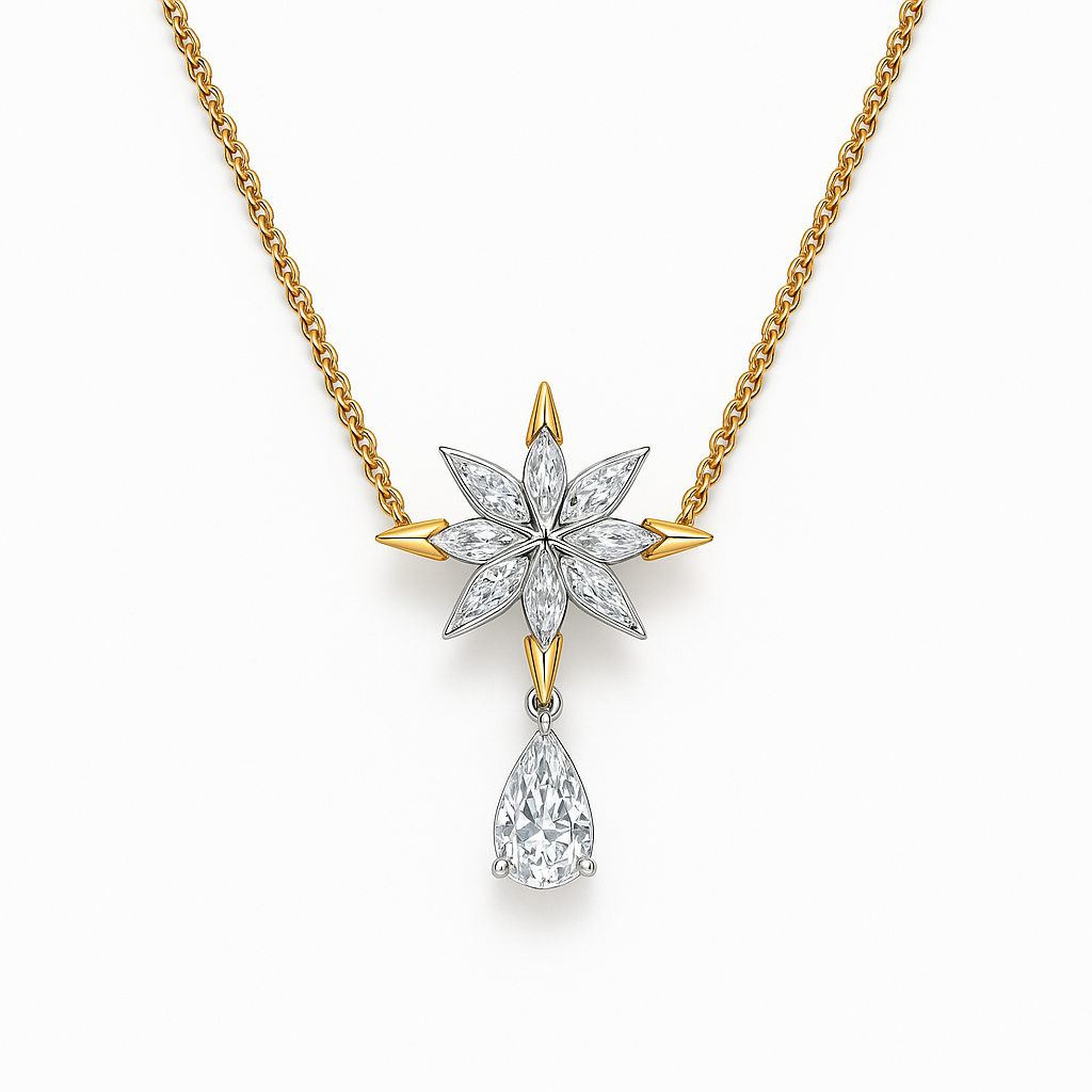 Lab-Grown Diamond Blossom Drop Necklace