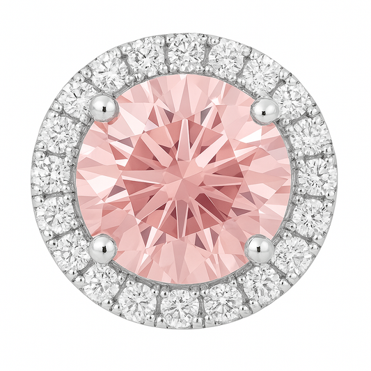 Pink Lab-Grown Diamond Halo Stud Earrings