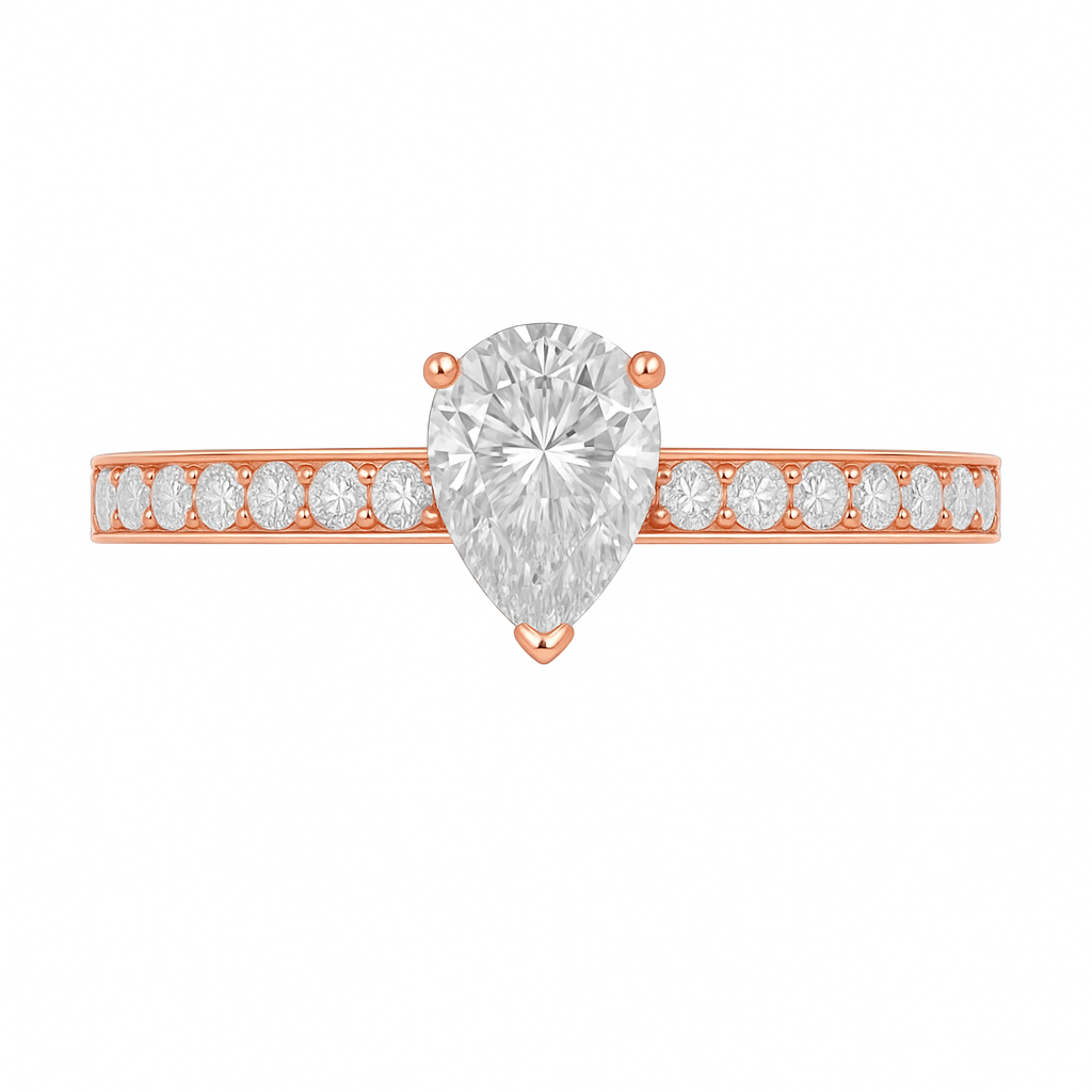 Pear-Shaped Lab-Grown Diamond Ring with Pave Band