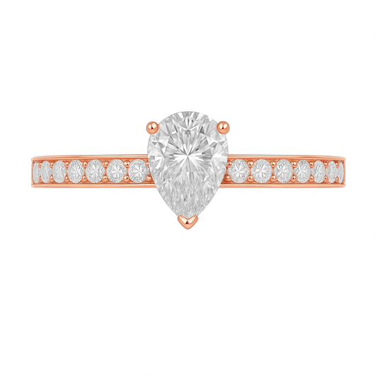 Pear-Shaped Lab-Grown Diamond Ring with Pave Band