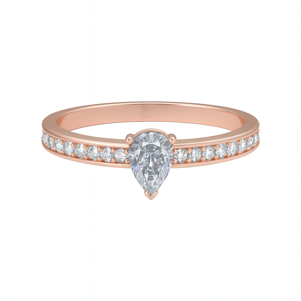 Pear-Shaped Lab-Grown Diamond Ring with Pave Band
