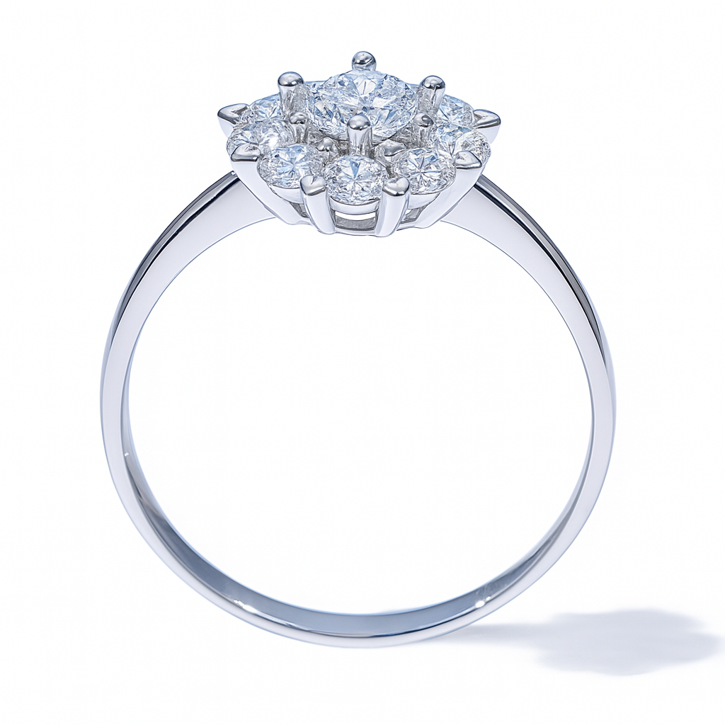 Round Lab-Grown Diamond Floral Cluster Ring