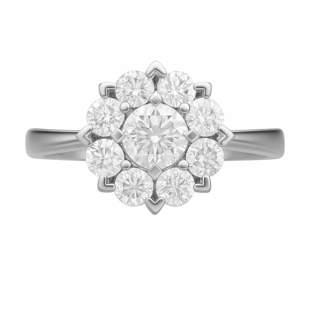 Round Lab-Grown Diamond Floral Cluster Ring