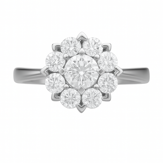 Round Lab-Grown Diamond Floral Cluster Ring