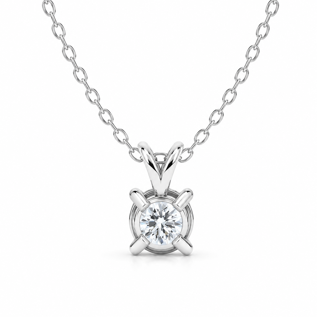 Split Bail Lab Diamond Solitaire Necklace