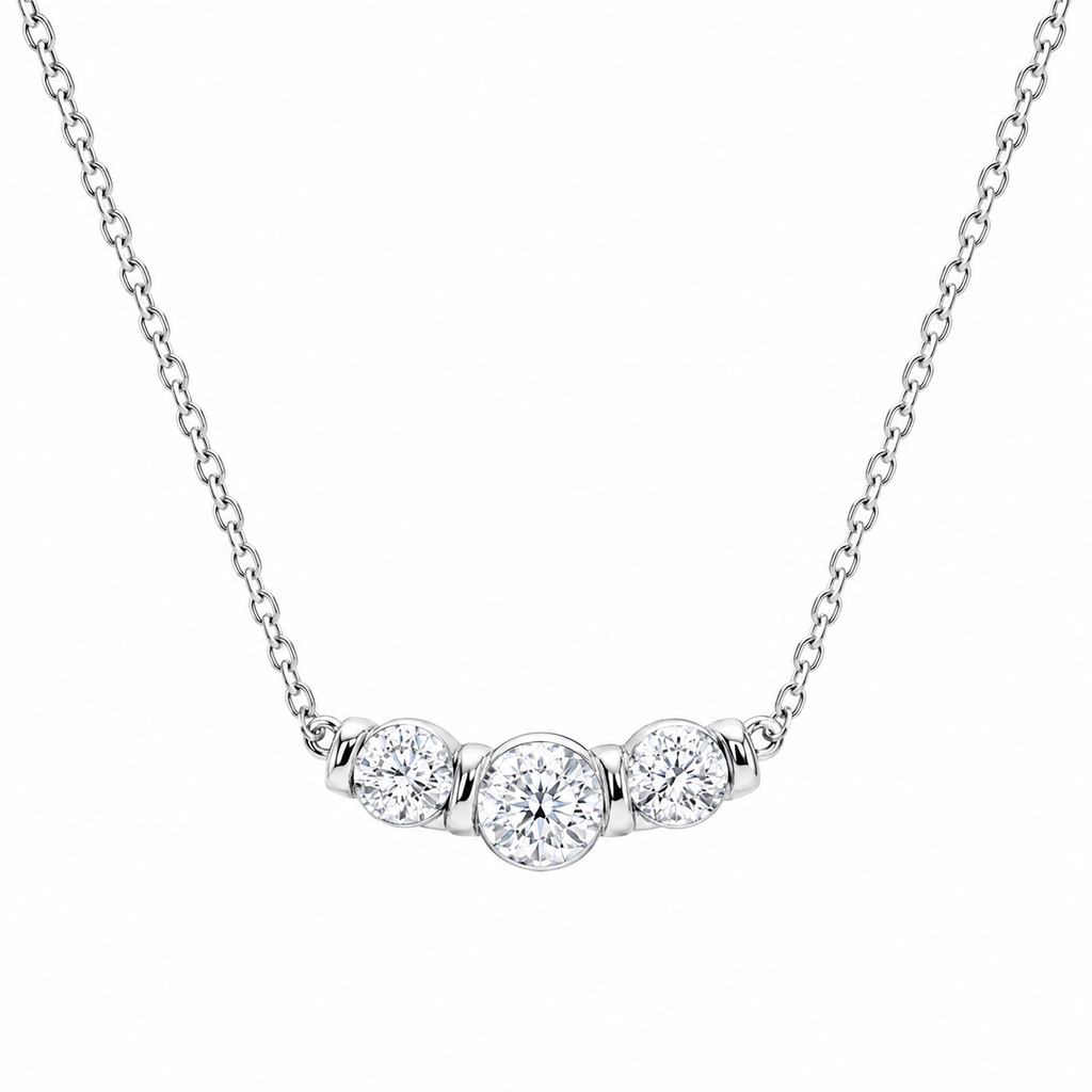 Three Stone Bar Set Lab Diamond Necklace
