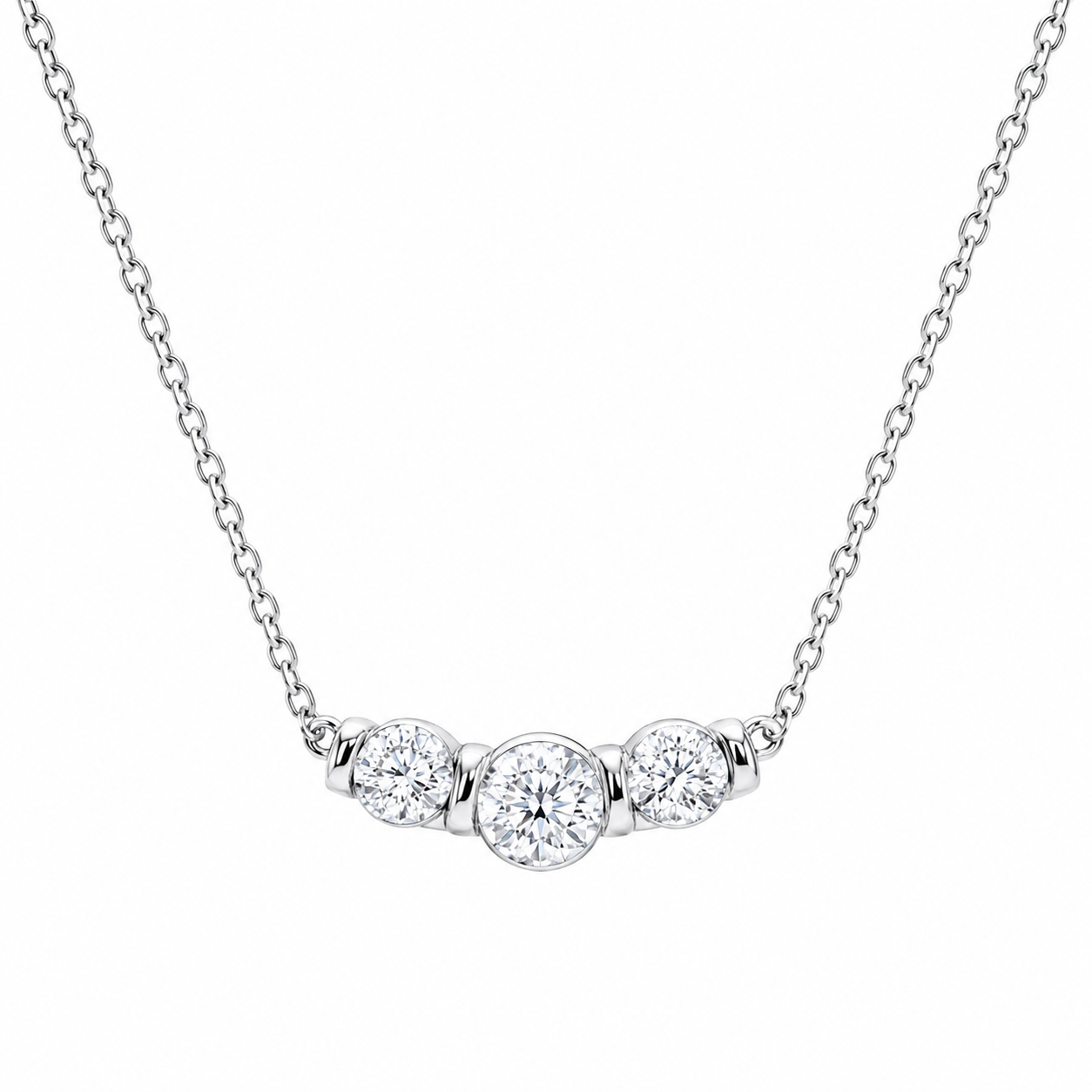 Three Stone Bar Set Lab Diamond Necklace