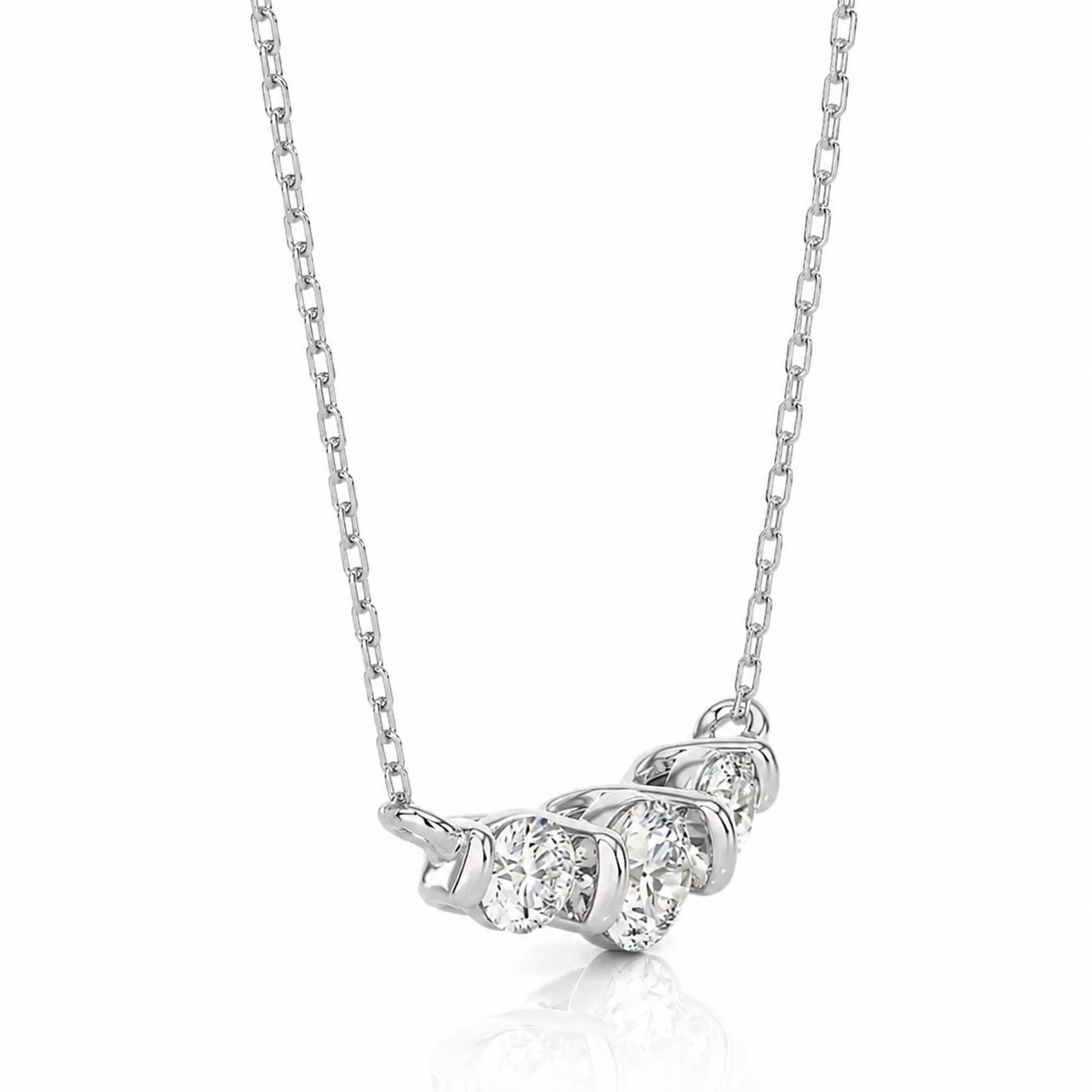 Three Stone Bar Set Lab Diamond Necklace