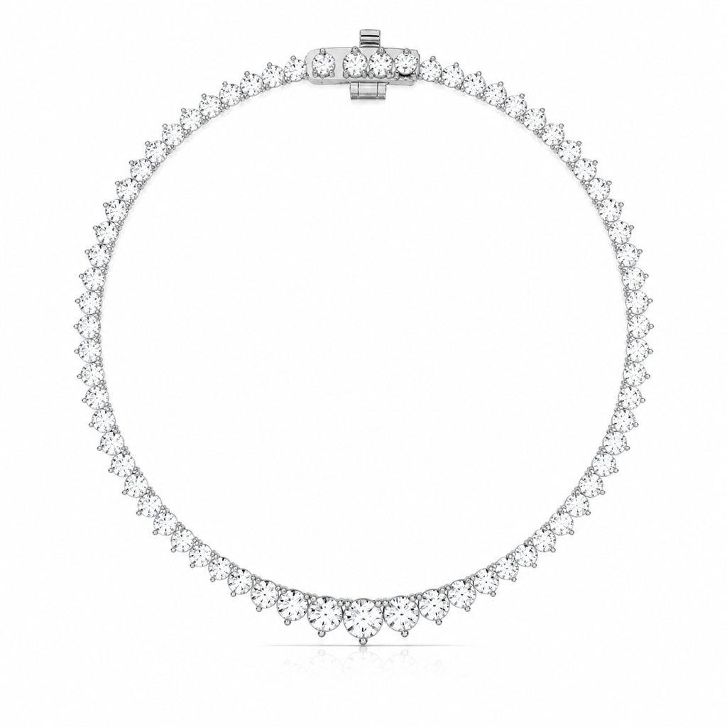 Round Lab Diamond Graduated Riviera Necklace