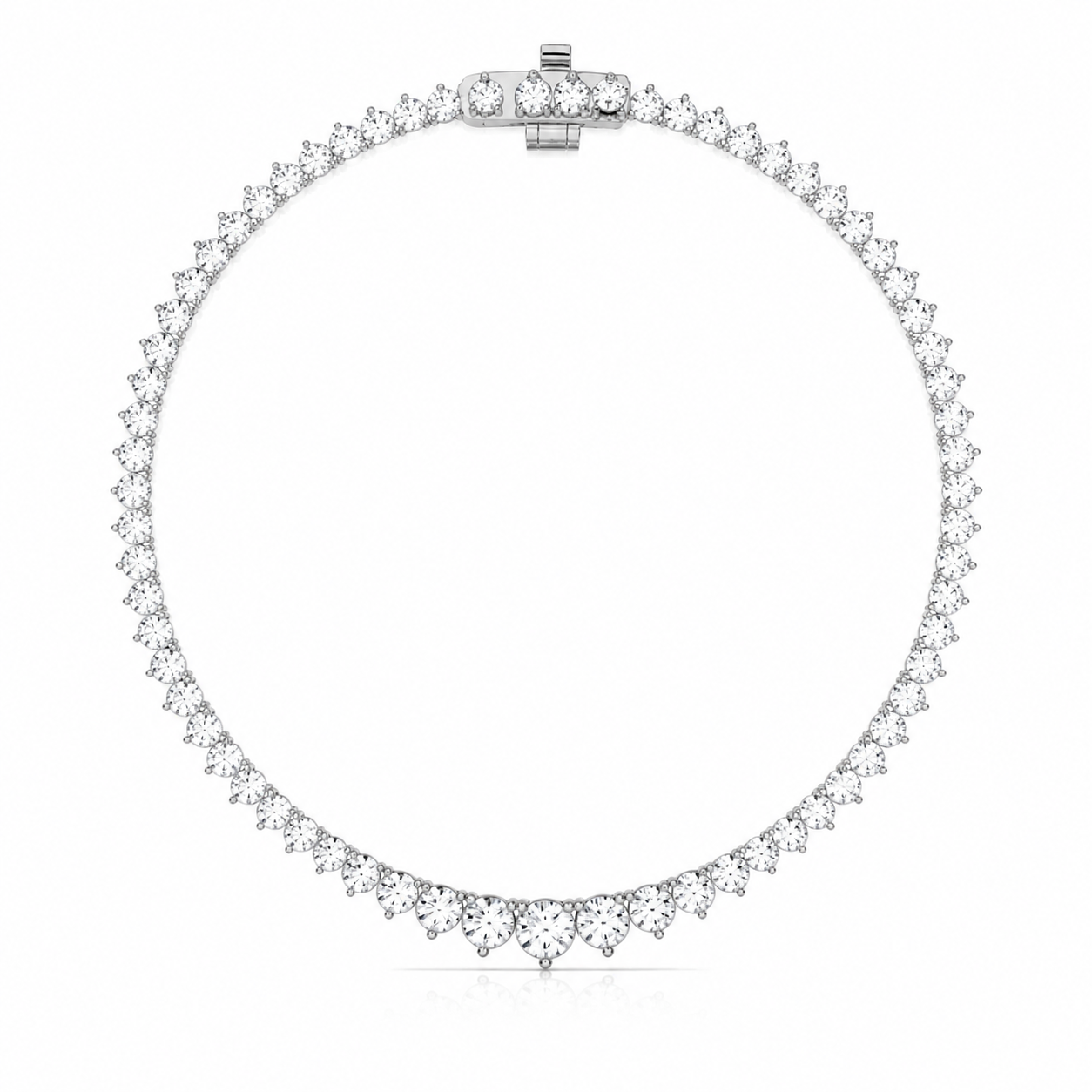 Round Lab Diamond Graduated Riviera Necklace