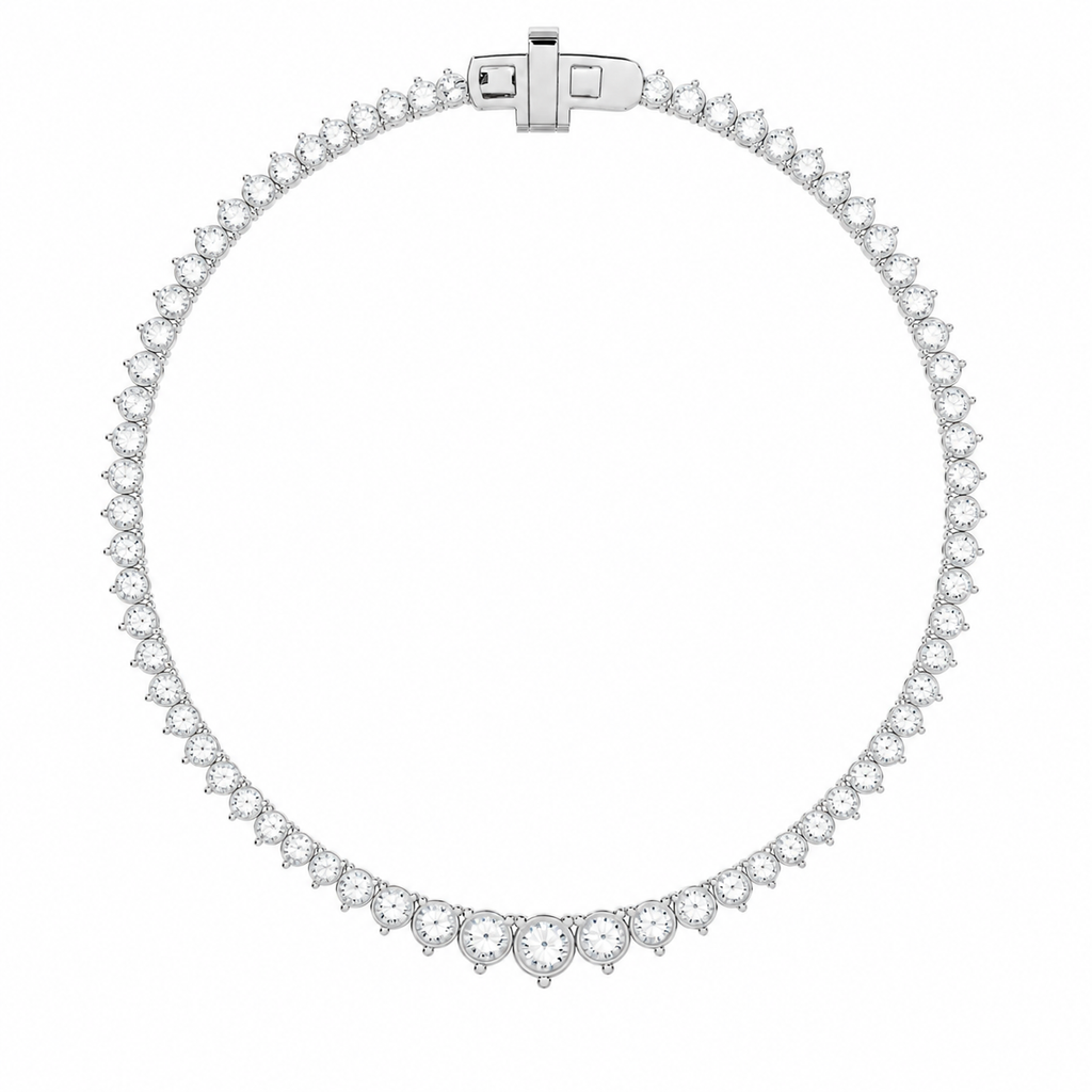 Round Lab Diamond Graduated Riviera Necklace