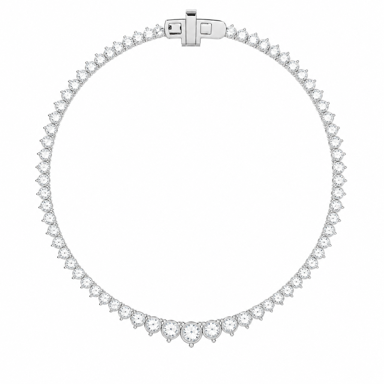 Round Lab Diamond Graduated Riviera Necklace