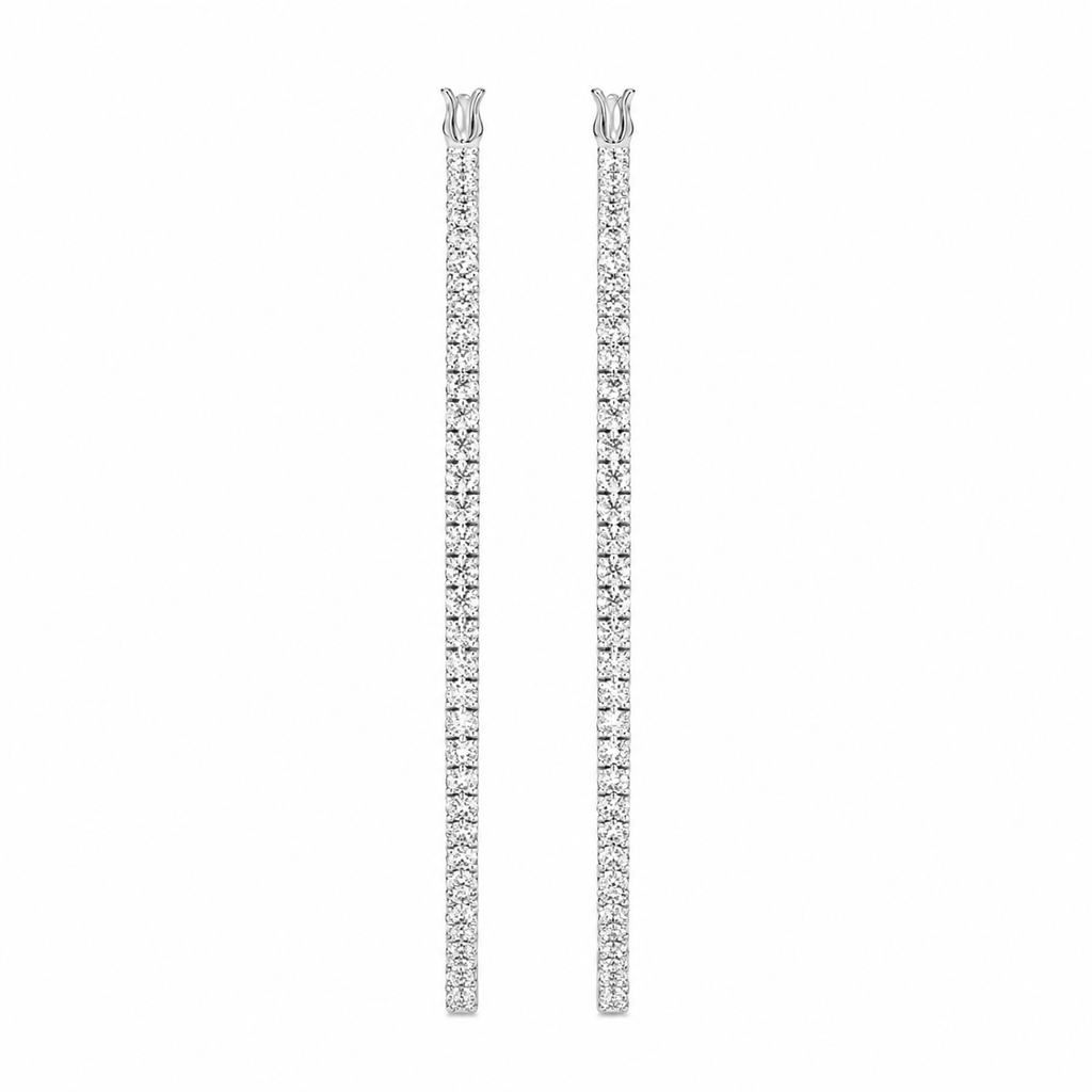Pavé Lab Diamond Silver Hoops