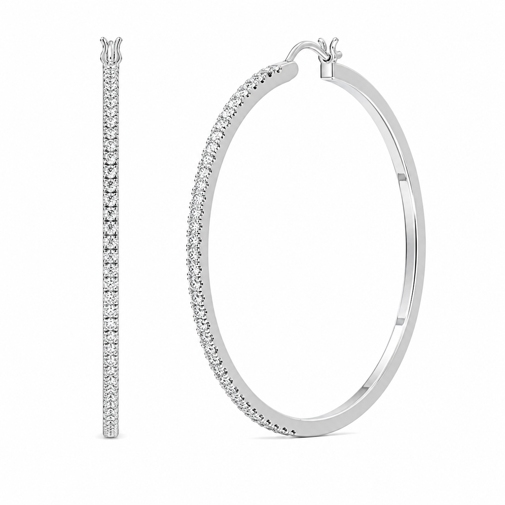 Pavé Lab Diamond Silver Hoops