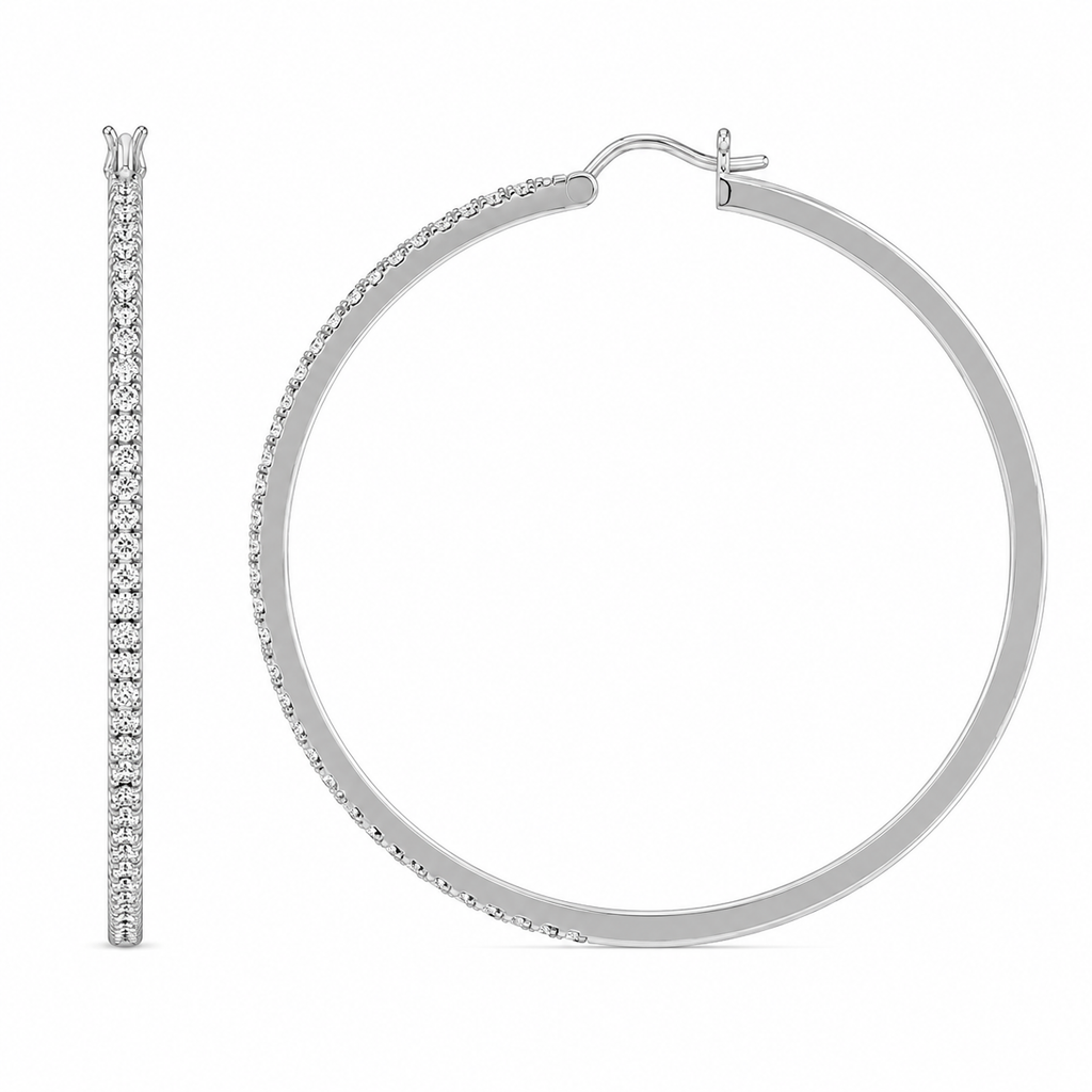 Pavé Lab Diamond Silver Hoops