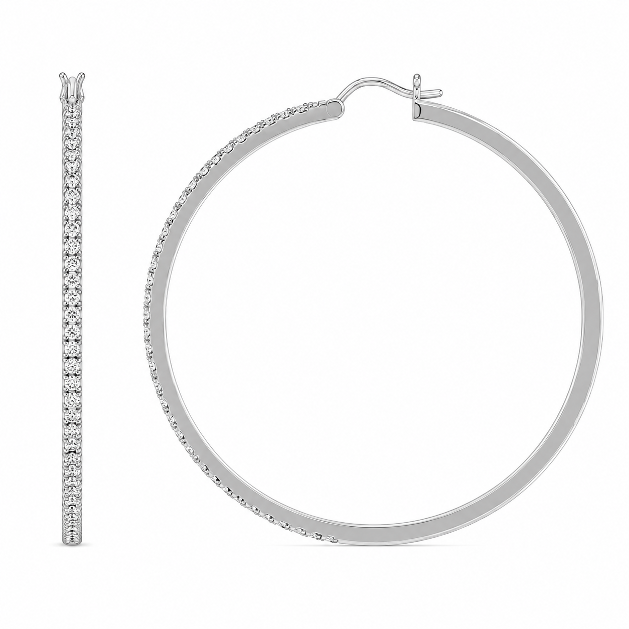 Pavé Lab Diamond Silver Hoops