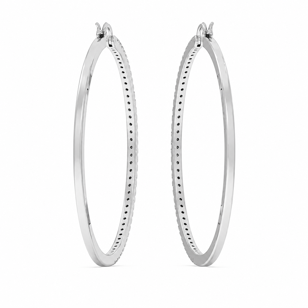 Pavé Lab Diamond Silver Hoops