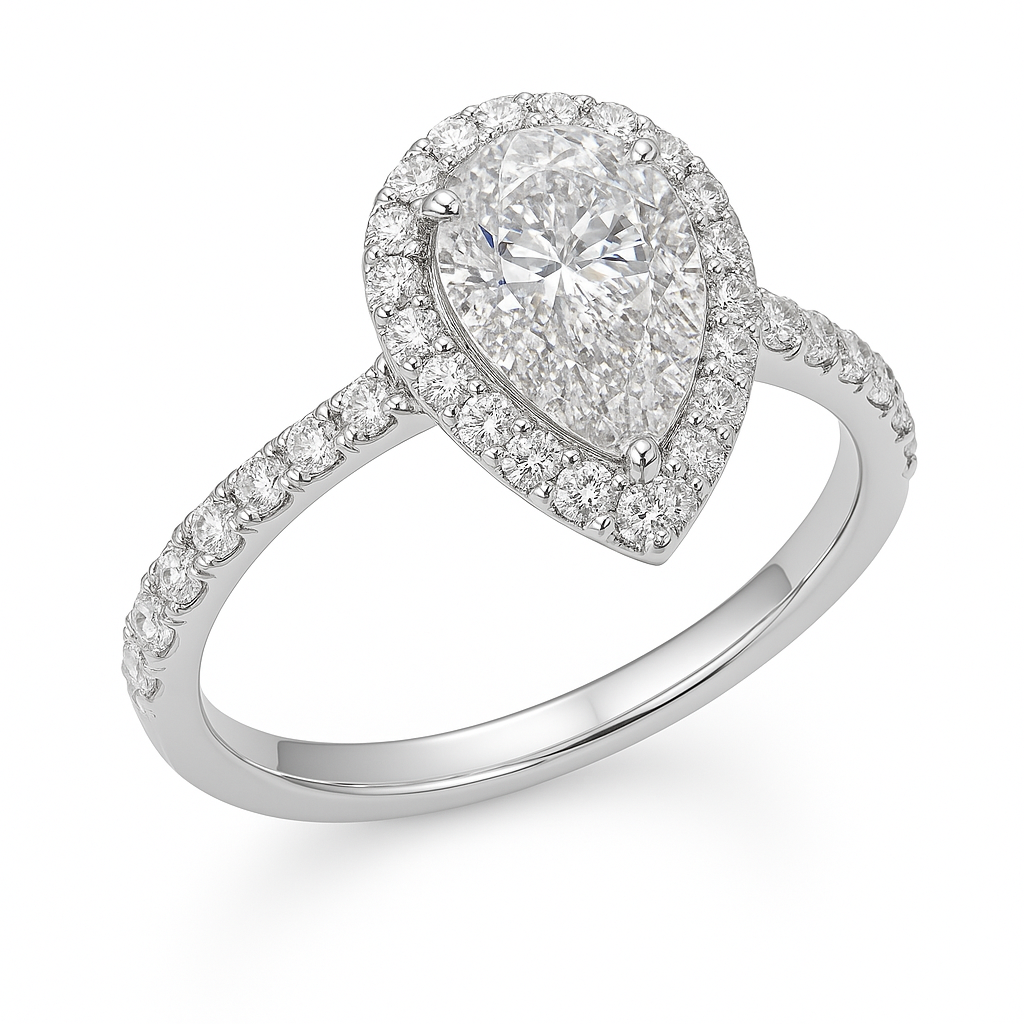 Pear-Shaped Halo Lab-Grown Diamond Ring