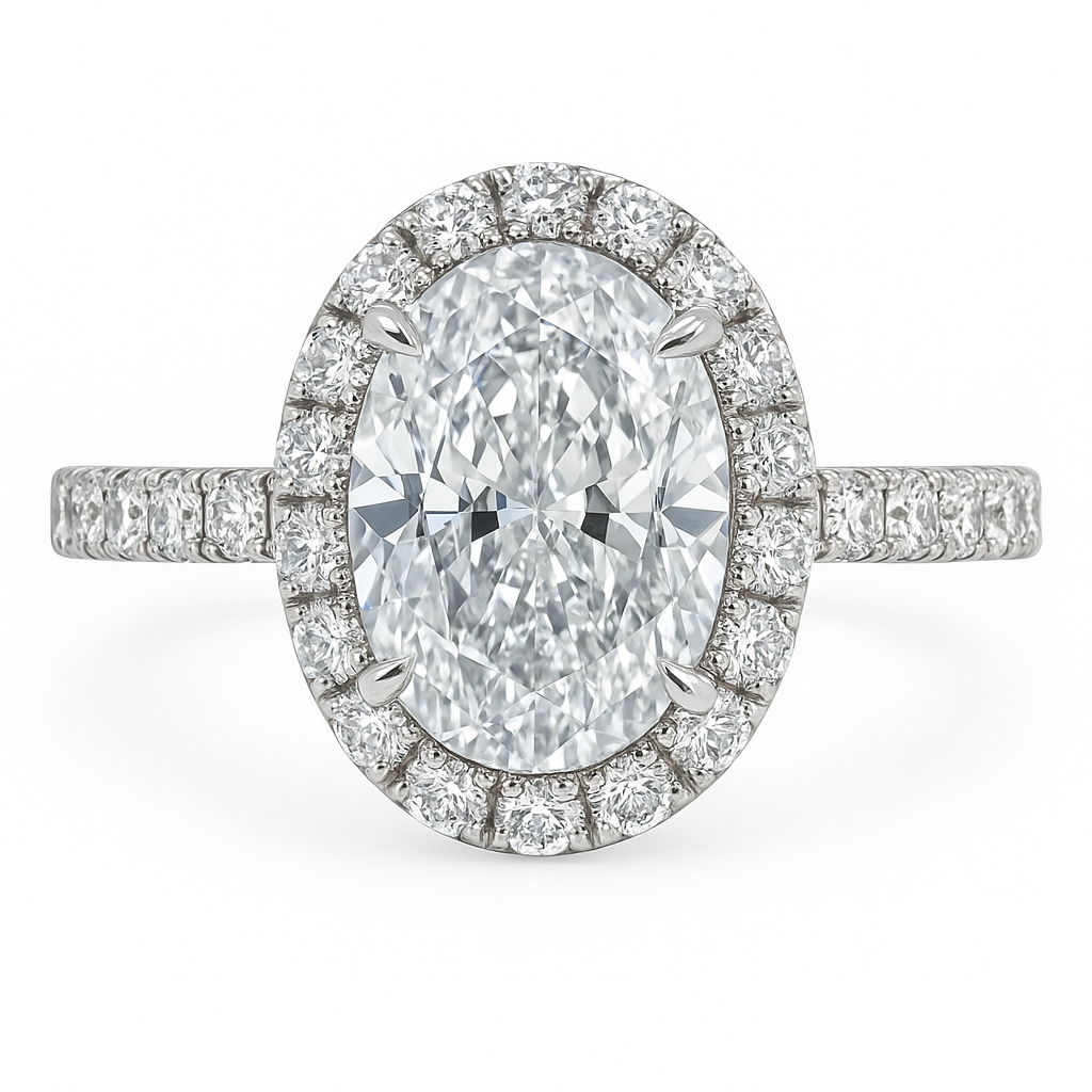 Oval Diamond Halo Engagement Ring