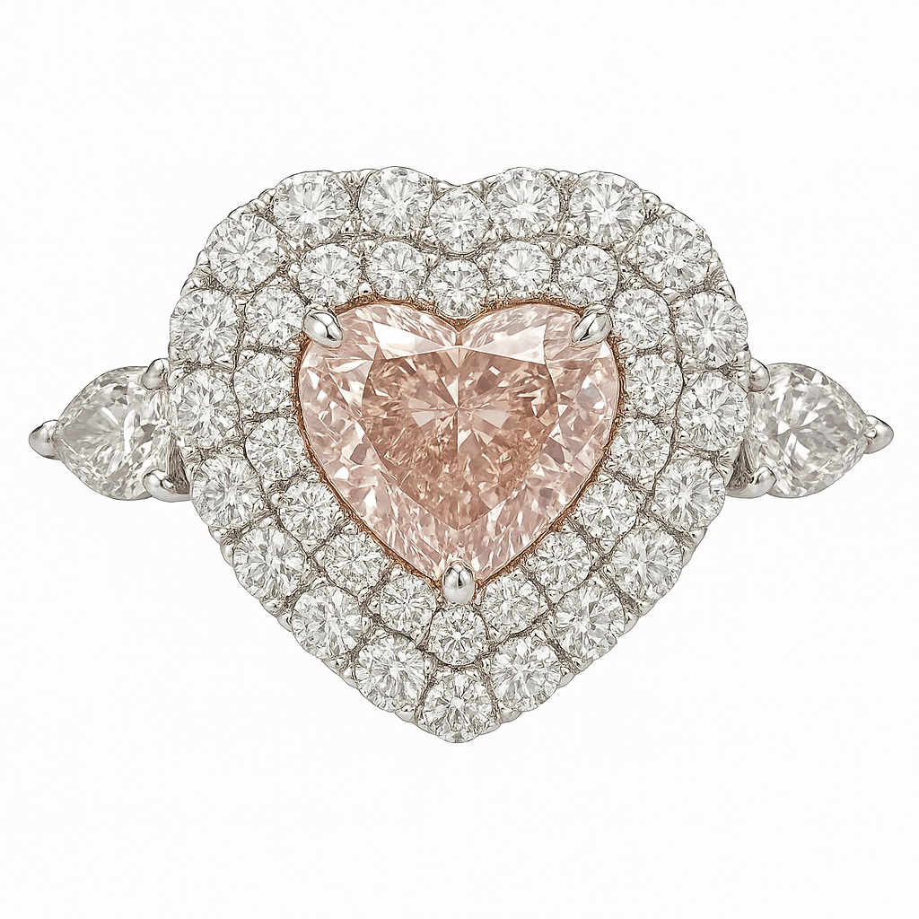Double Halo Heart-Shaped Lab-Grown Pink Diamond Ring