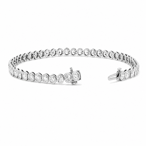 Bezel Tennis Bracelet With Oval Cut Lab-Grown Diamonds