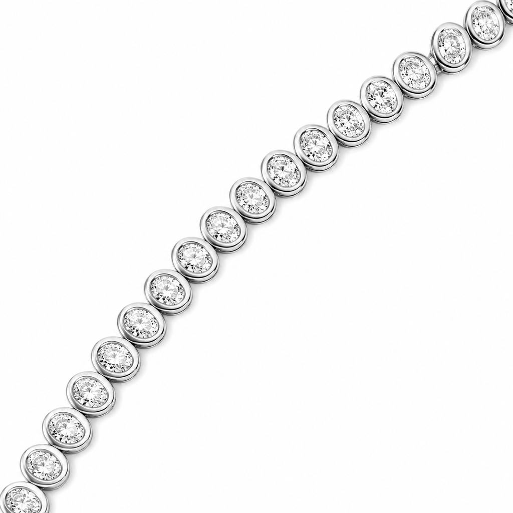 Bezel Tennis Bracelet With Oval Cut Lab-Grown Diamonds