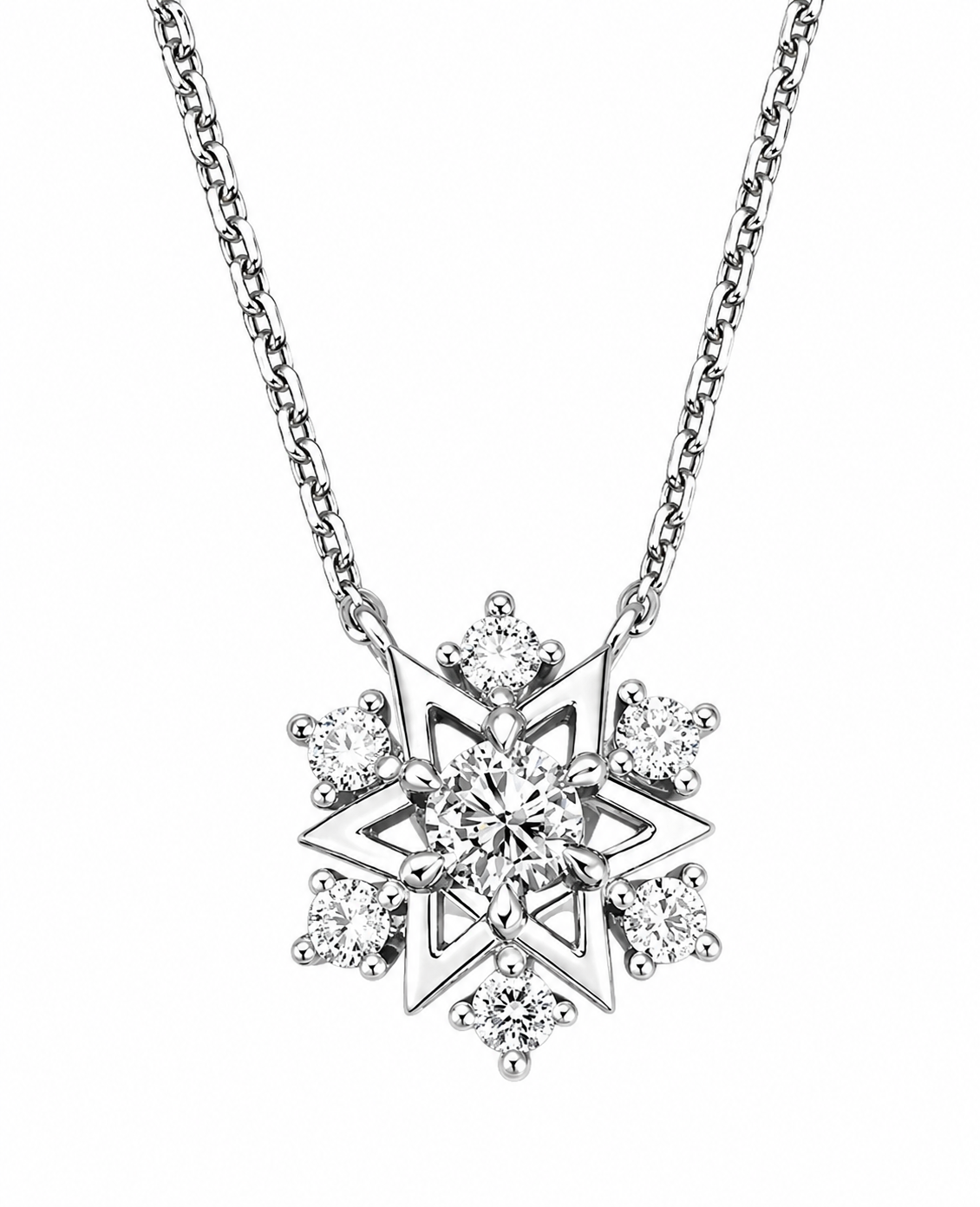 Star Pendant Six-Point Diamond Necklace