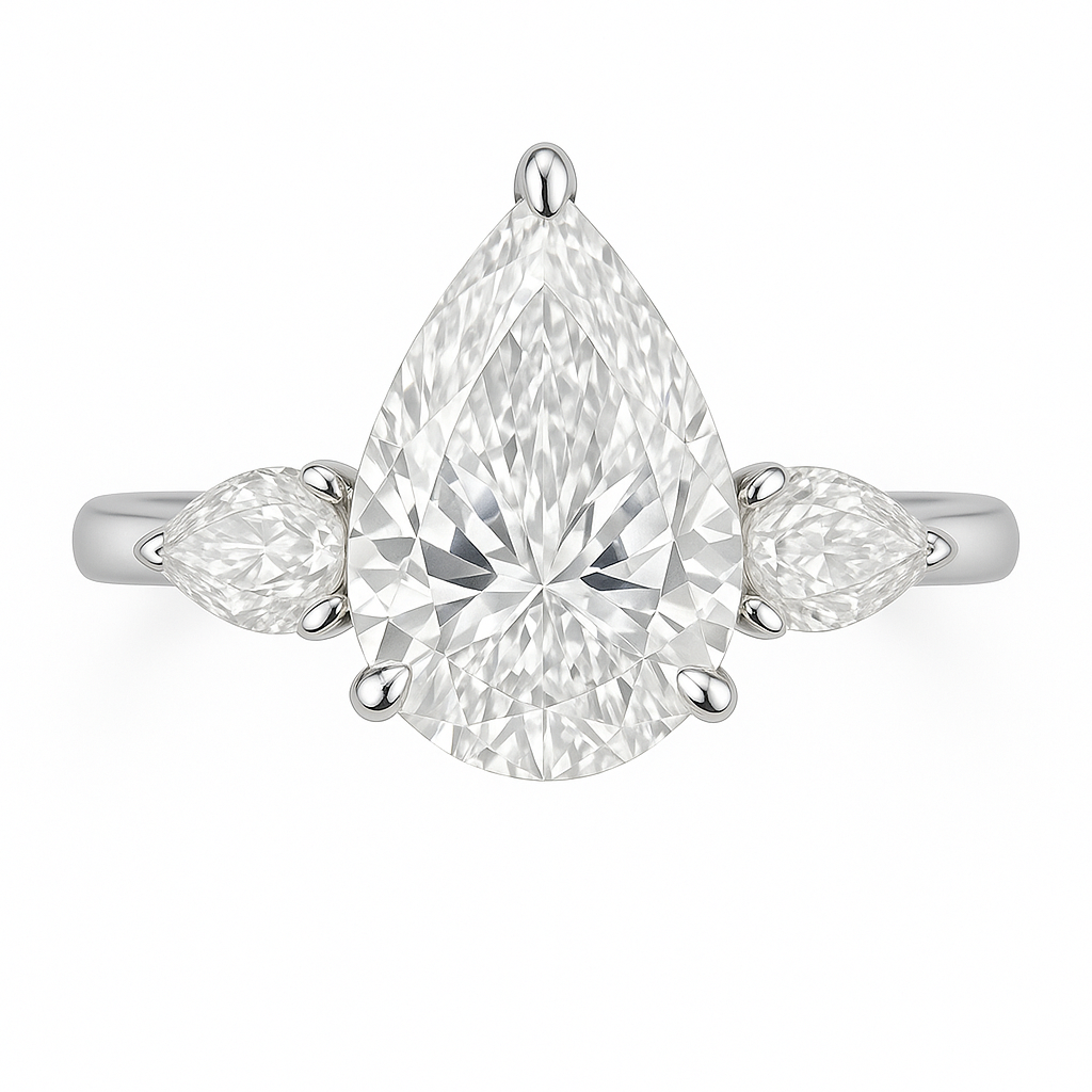 Pear-Shaped Lab-Grown Diamond Three-Stone Ring