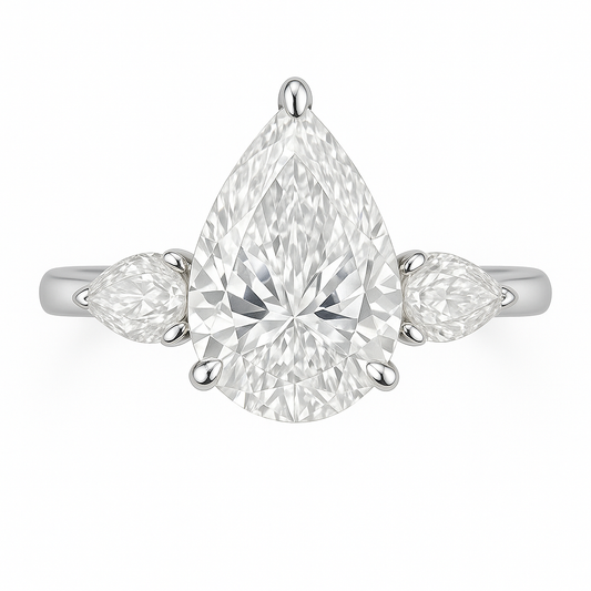 Pear-Shaped Lab-Grown Diamond Three-Stone Ring