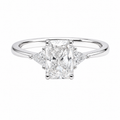 Lab Diamond Three-Stone Ring with Triangular Side Stones