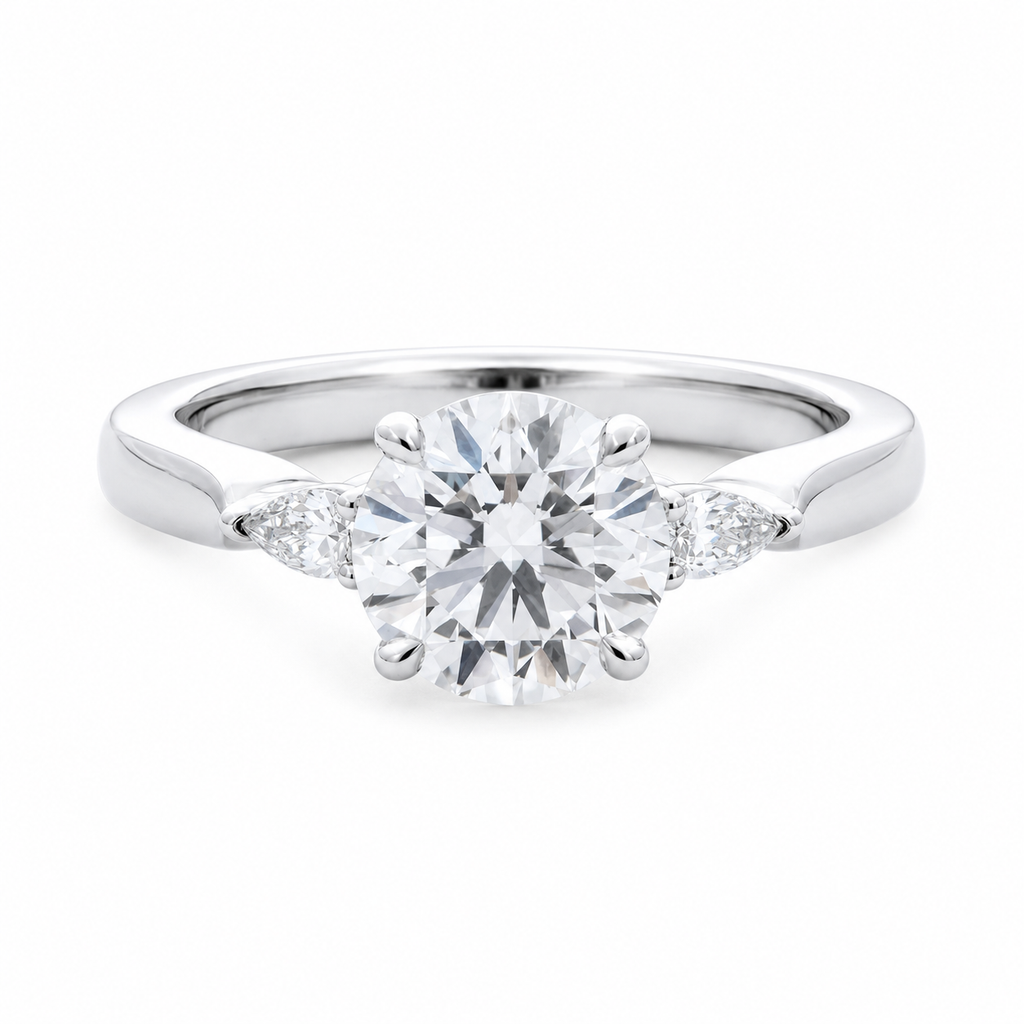 Round-Cut Lab Diamond Three-Stone Ring with Cathedral Setting