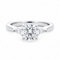 Round-Cut Lab Diamond Three-Stone Ring with Cathedral Setting
