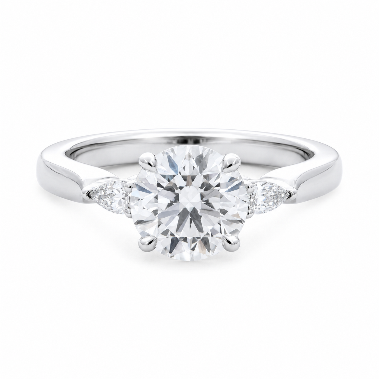 Round-Cut Lab Diamond Three-Stone Ring with Cathedral Setting