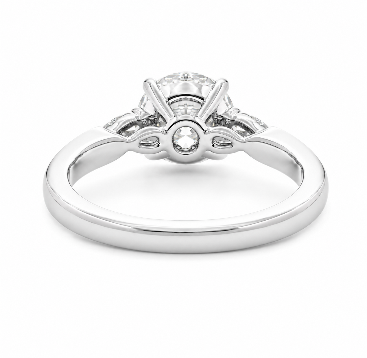 Round-Cut Lab Diamond Three-Stone Ring with Cathedral Setting