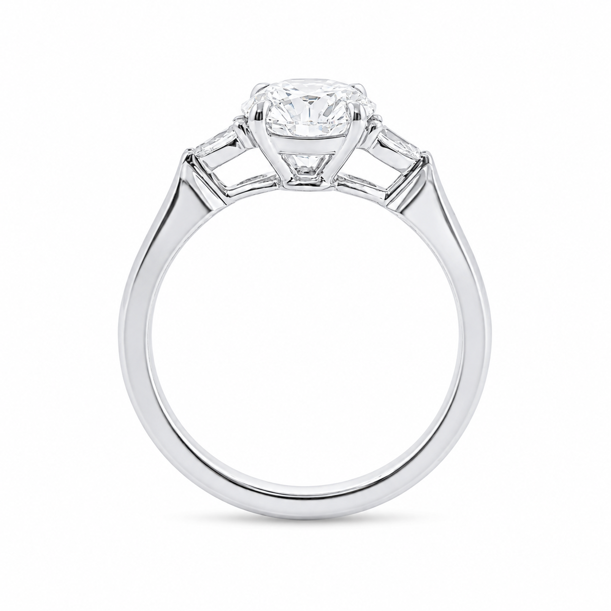 Round-Cut Lab Diamond Three-Stone Ring with Cathedral Setting