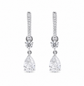 Pear & Round Lab Diamond Dangle Hoop Earrings