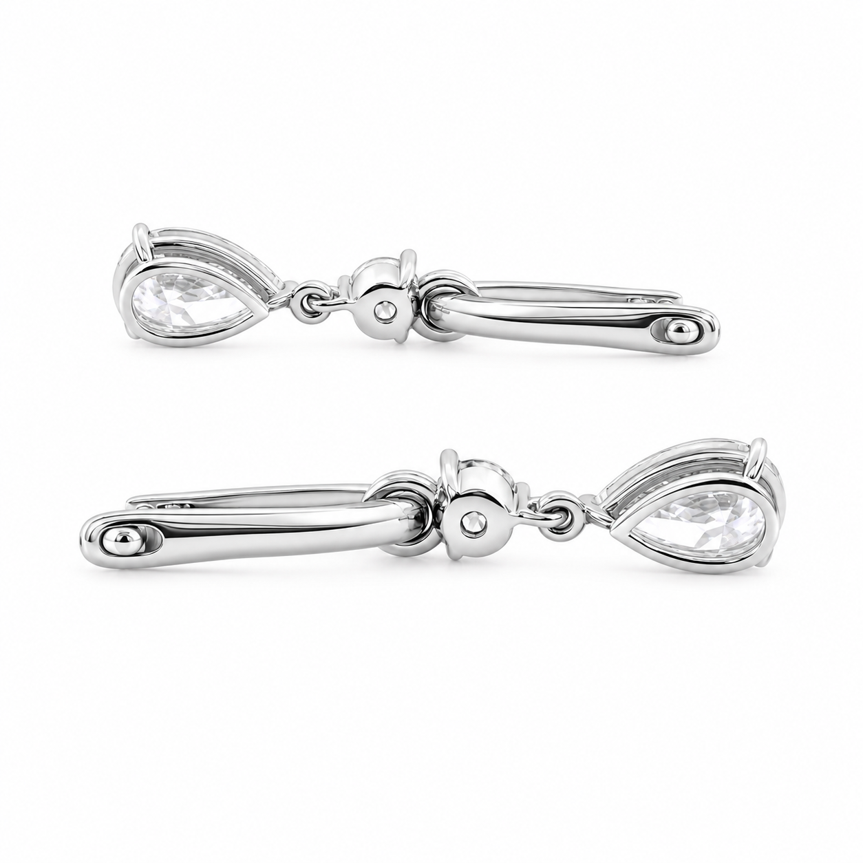 Pear & Round Lab Diamond Dangle Hoop Earrings