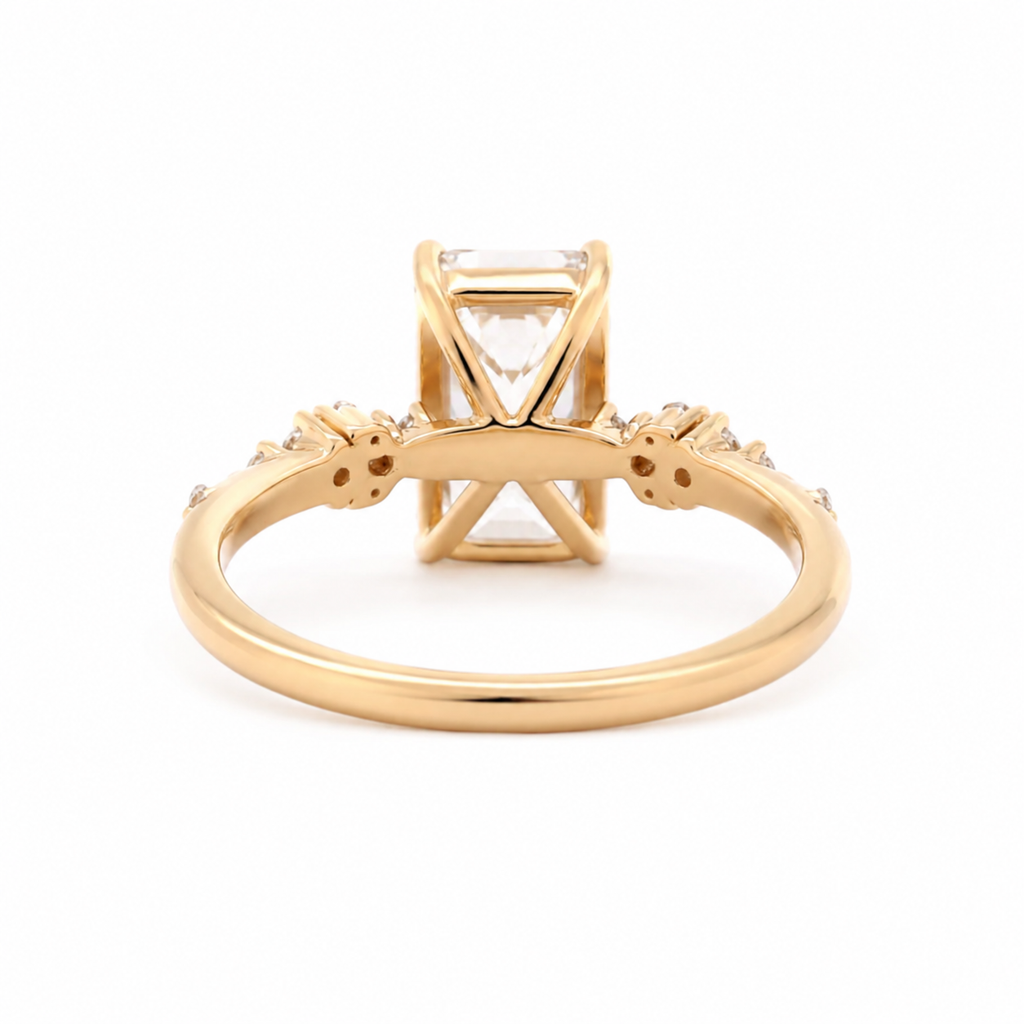 Emerald Cut Lab Diamond Solitaire Ring Paired Small Lab Diamonds