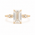 Emerald Cut Lab Diamond Solitaire Ring Paired Small Lab Diamonds