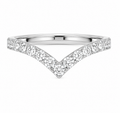 Round-Cut Lab Diamond V-Shaped Wedding Ring Enhancer with U-Shaped Pavé