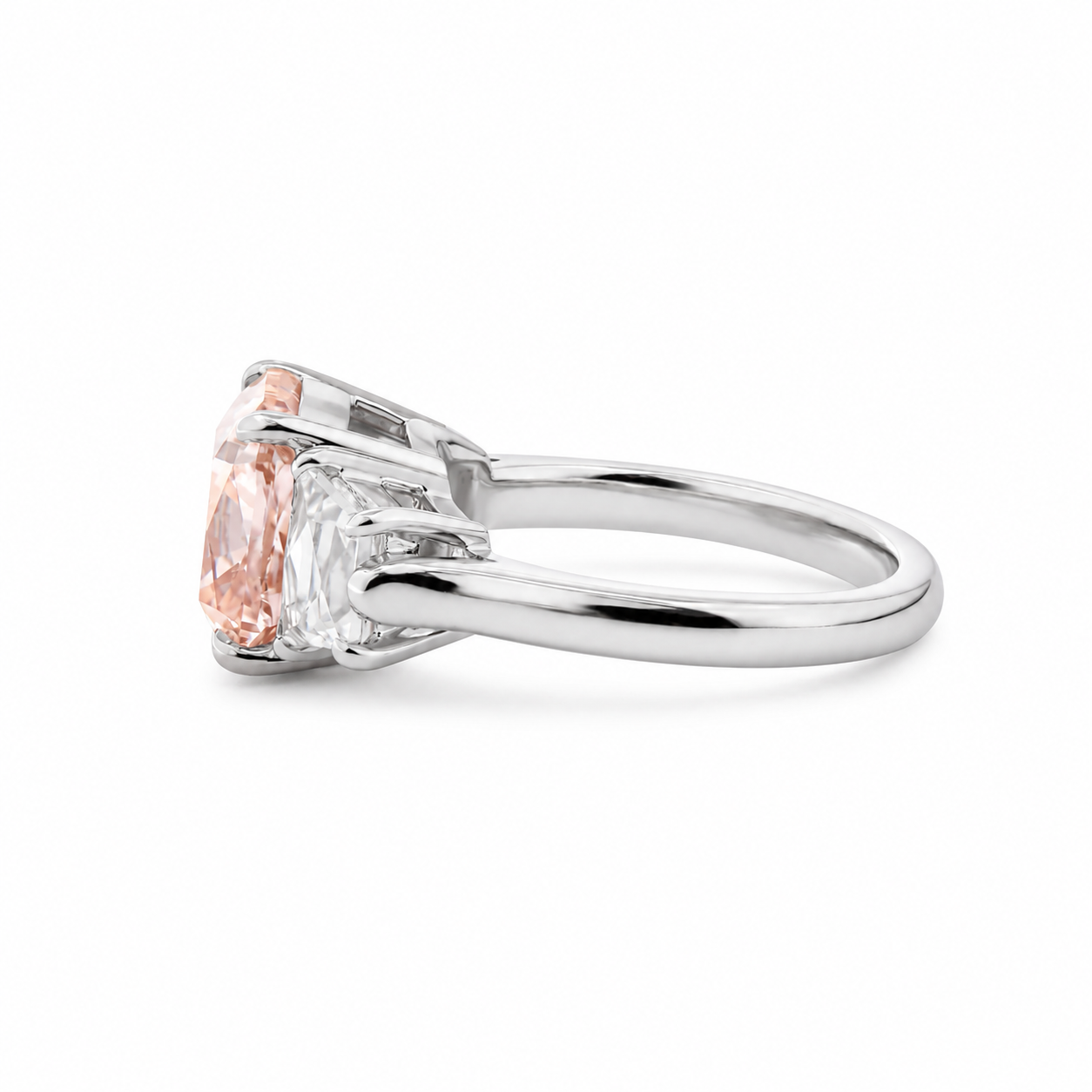 Cushion Fancy Lab Diamond Diamond Three Stone Ring
